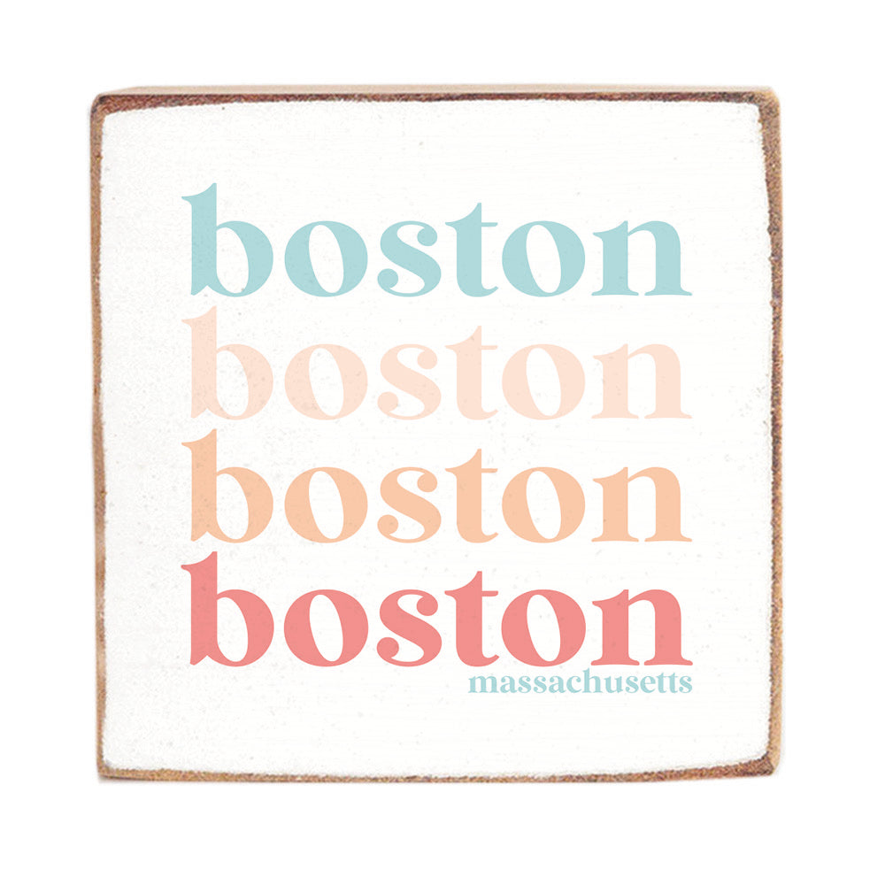Repeating Boston Pastel Square Block Sign