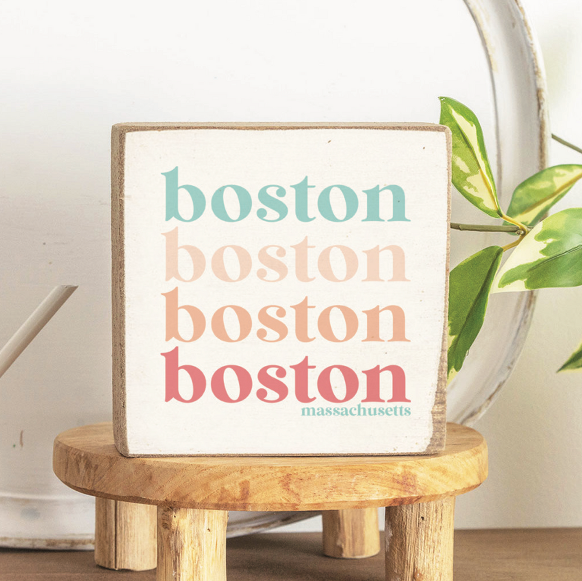 Repeating Boston Pastel Square Block Sign