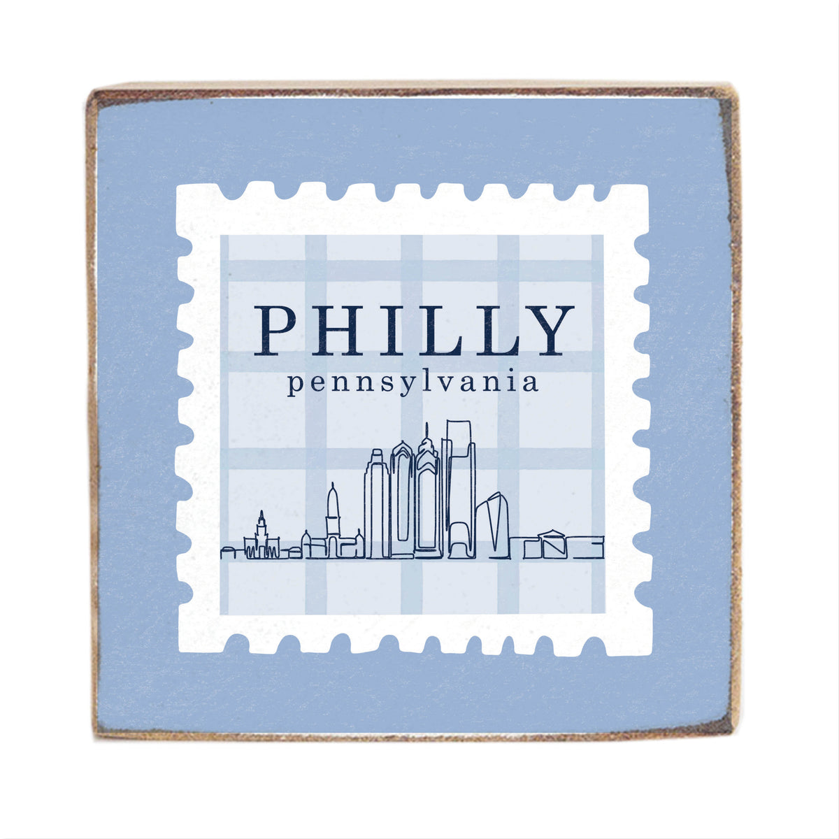 Philly Pennsylvania Blue Stamp Square Block Sign