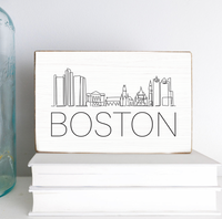 Line Art Boston Skyline XL Block Sign