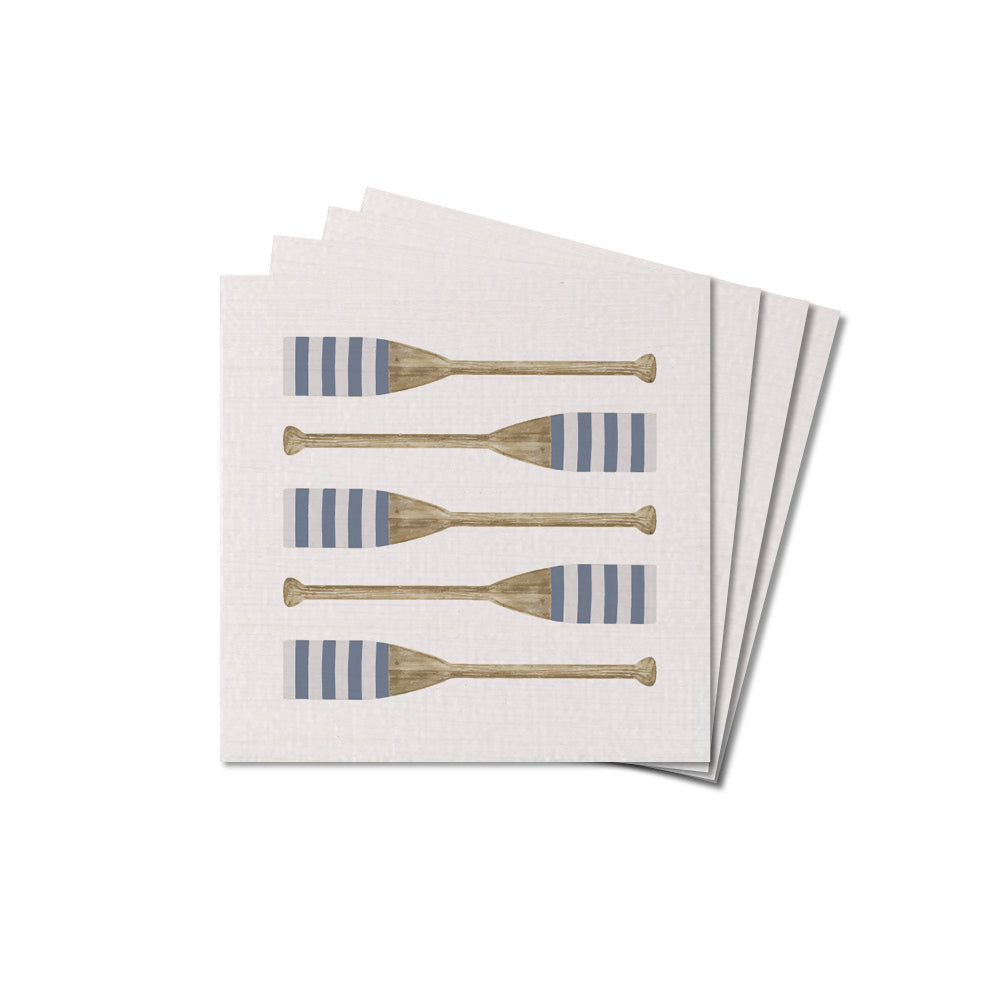 Striped Oars Rustic Marlin Coaster Set