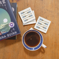 Striped Oars Rustic Marlin Coaster Set