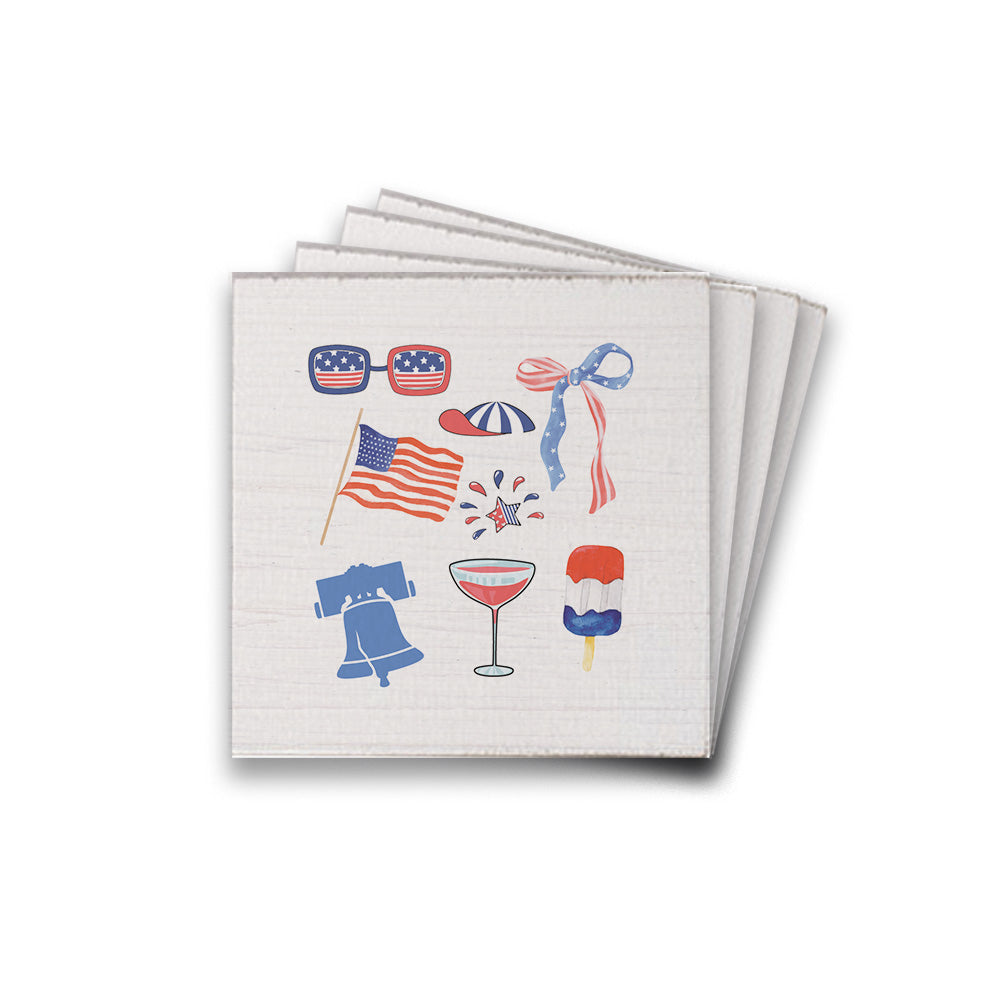 Watercolor American Accessories Coaster Set
