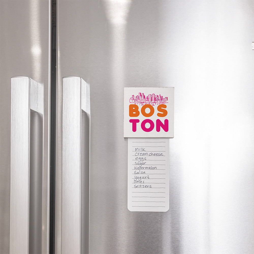 Orange and Pink Boston Skyline Magnet