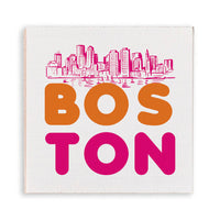 Orange and Pink Boston Skyline Magnet