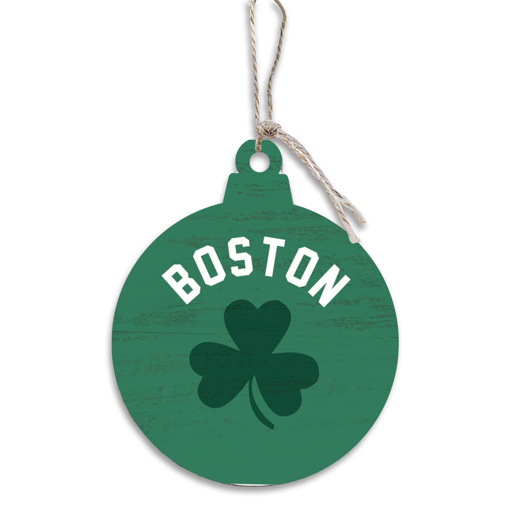 Green and White Boston Ornament