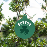 Green and White Boston Ornament