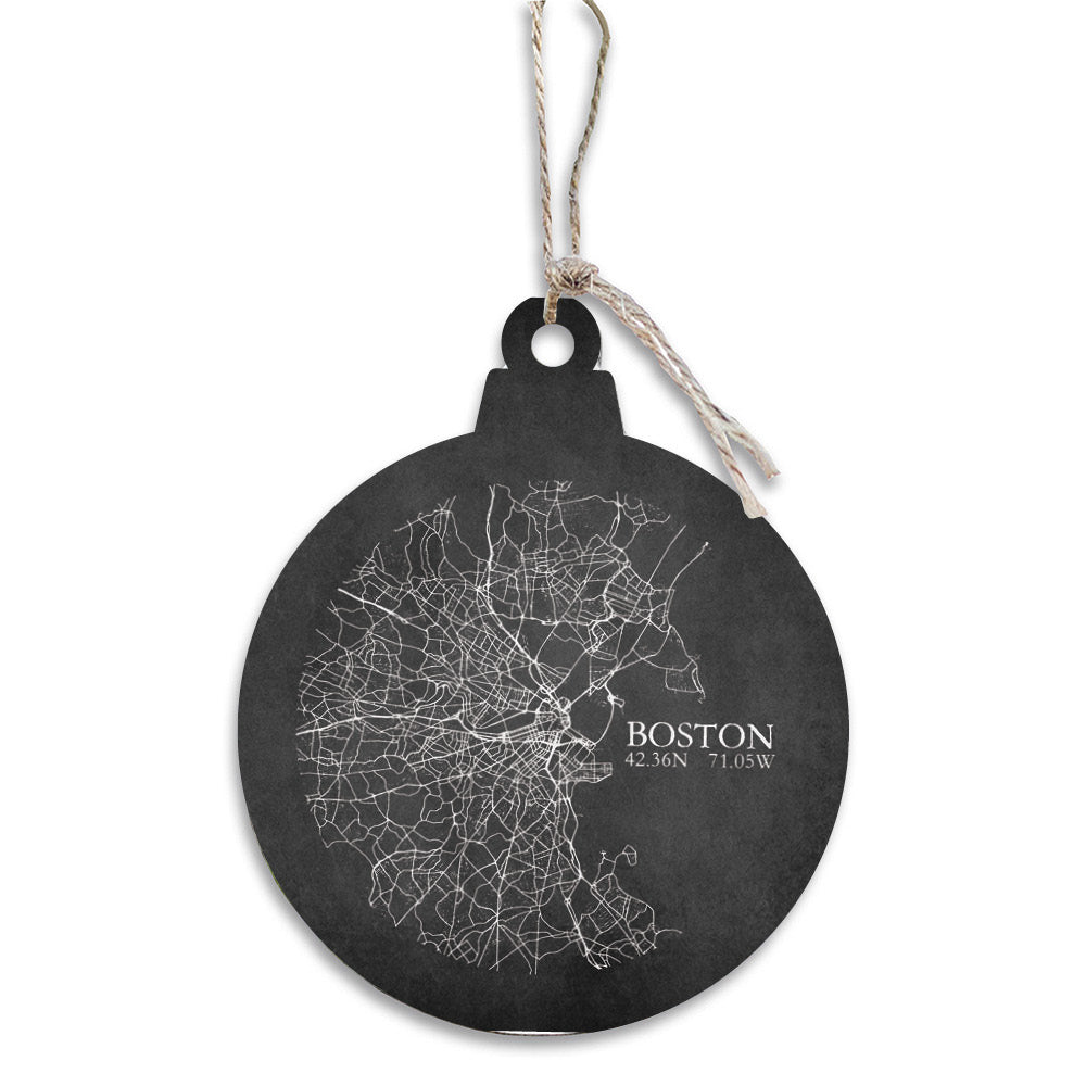 Charcoal Boston City Grid Ornament