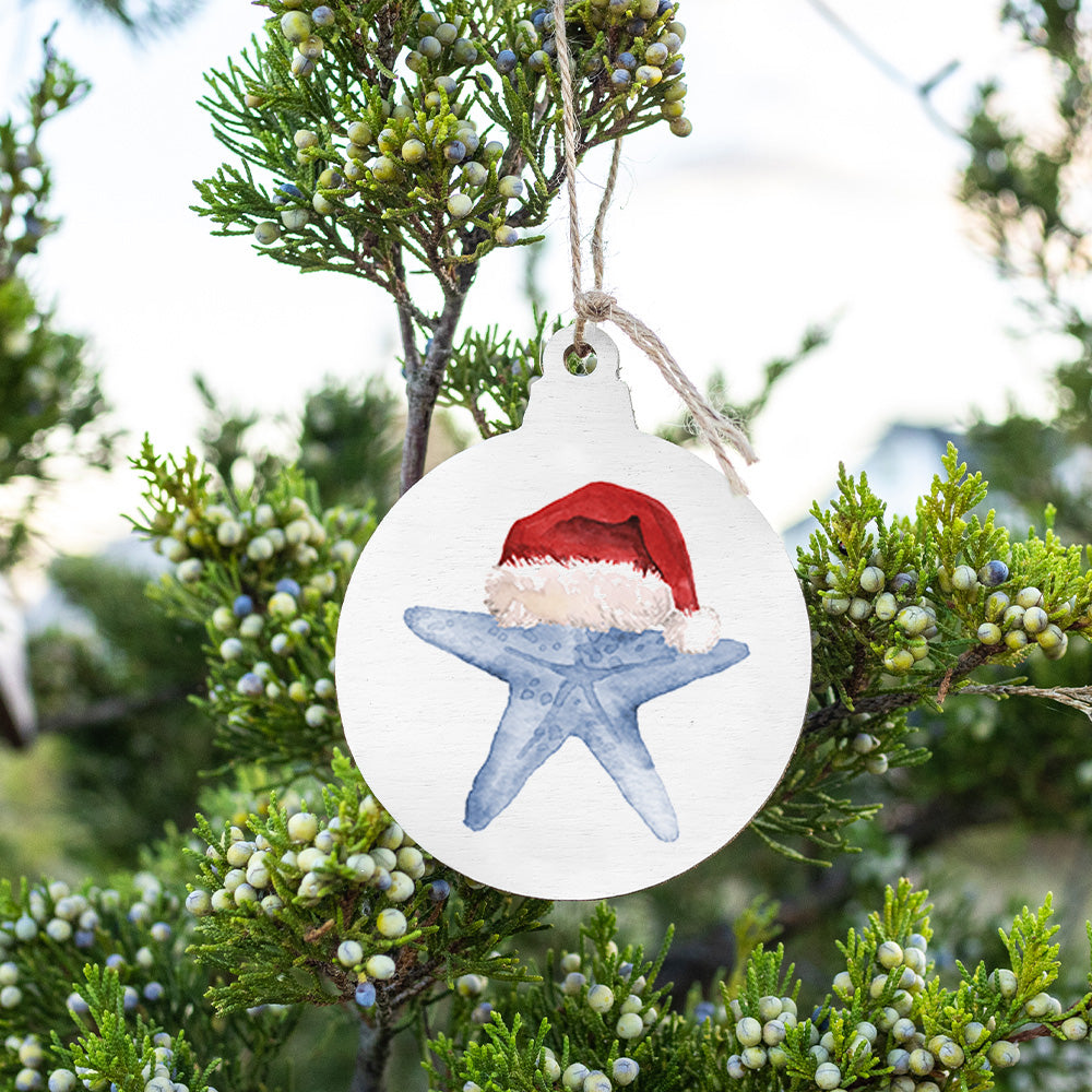 Santa Starfish Ornament