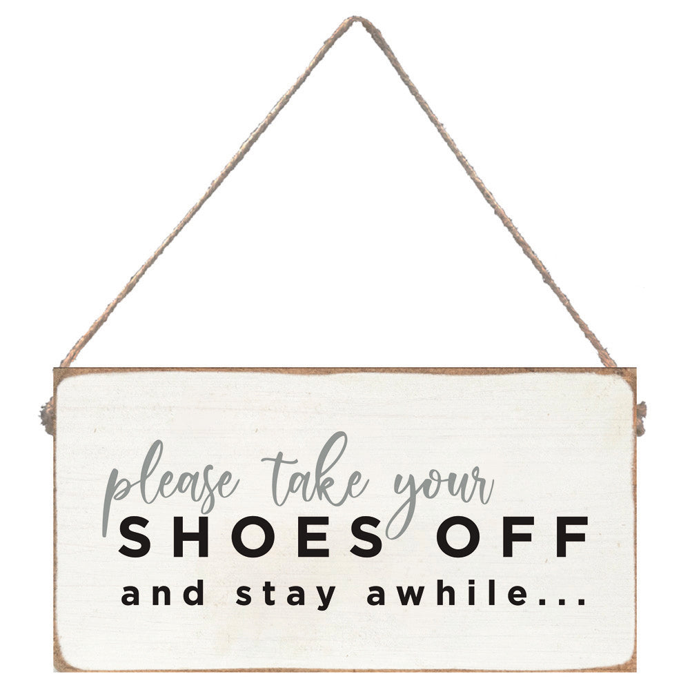 Shoes Off Twine Sign