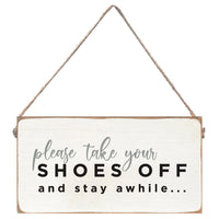 Shoes Off Twine Sign