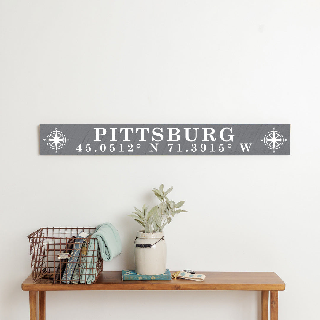 Compass White/Grey Personalized Barnwood Sign
