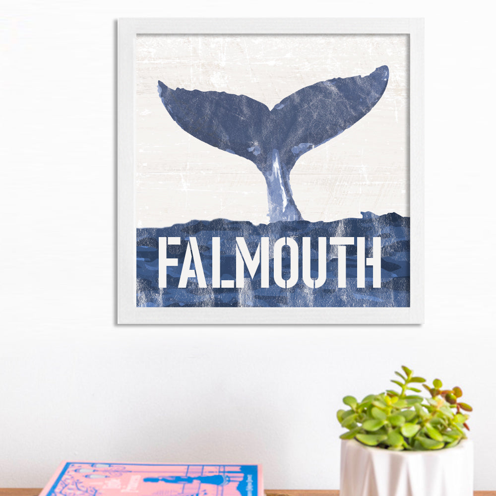 Indigo Whale Tail 12" x 12" Personalized Wall Art