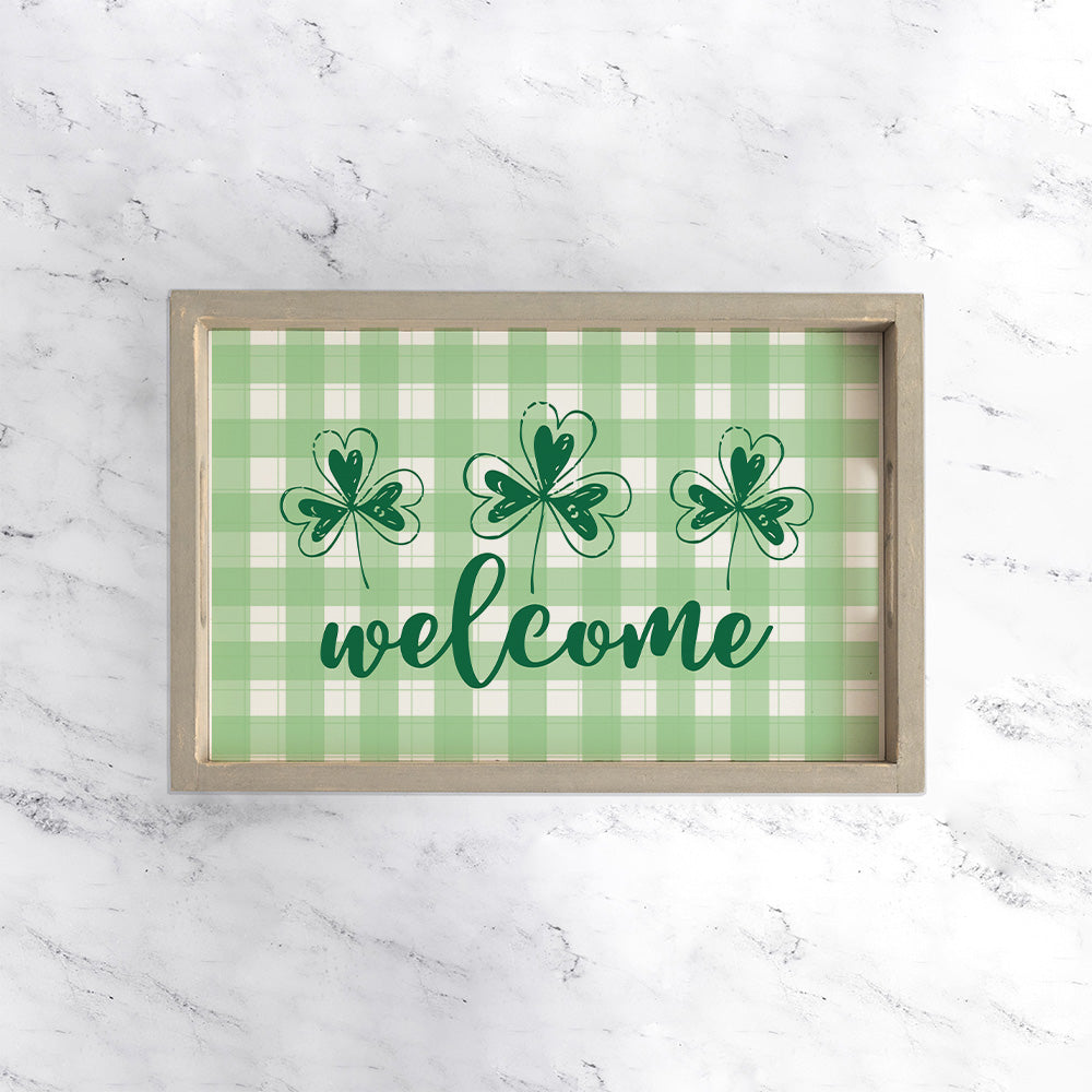 Welcome Plaid Serving Serving Tray