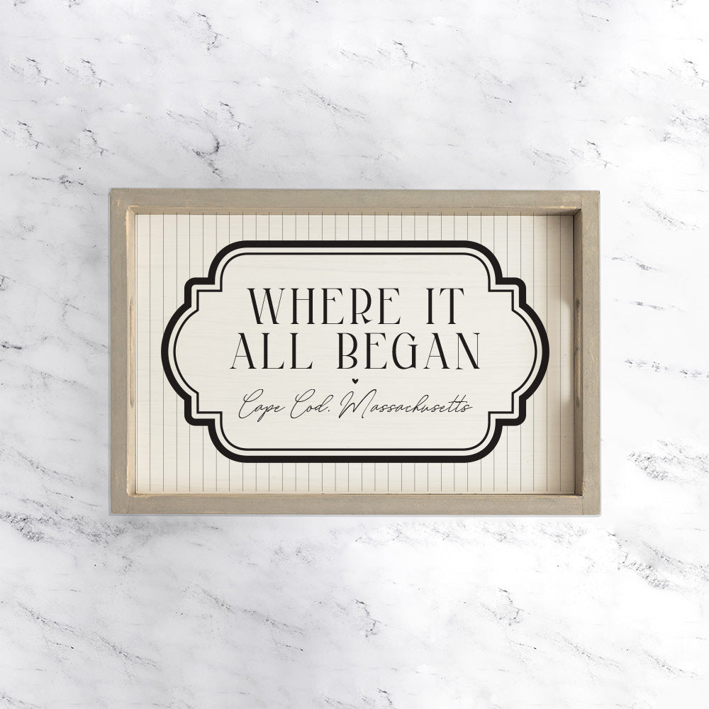 Where it All Began Striped Personalized Serving Tray