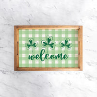 Welcome Plaid Serving Serving Tray