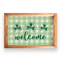 Welcome Plaid Serving Serving Tray