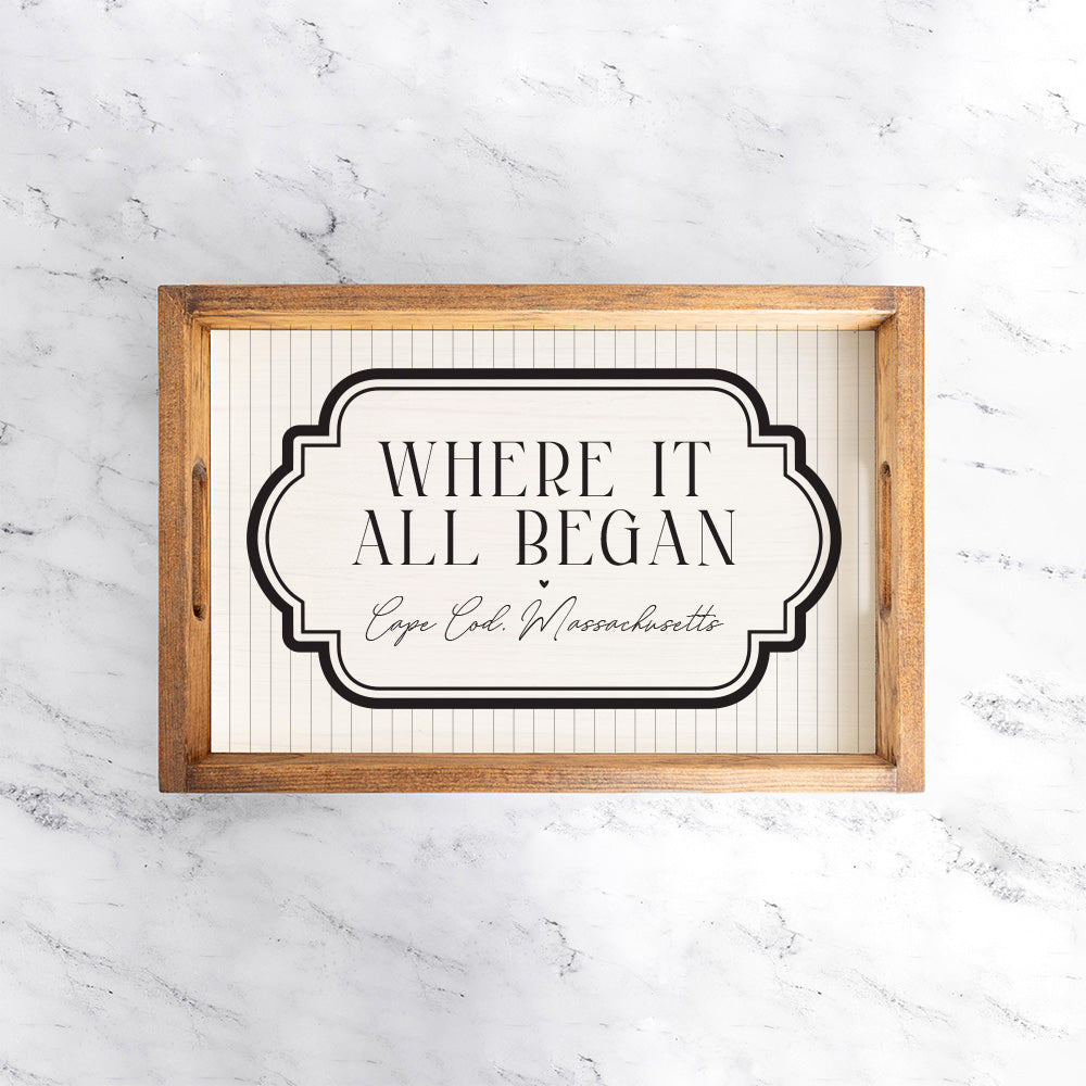 Where it All Began Striped Personalized Serving Tray