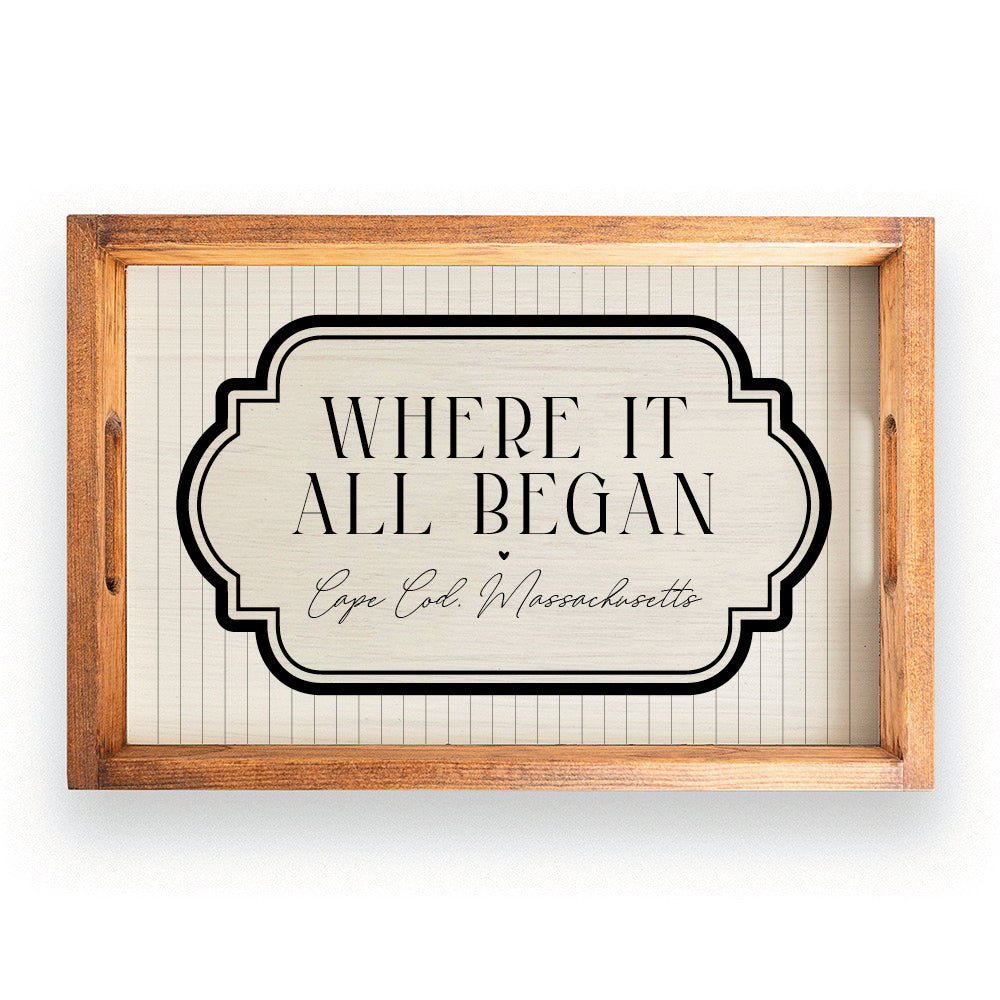 Where it All Began Striped Personalized Serving Tray