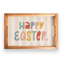 Pink Striped Happy Easter Serving Tray