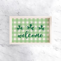 Welcome Plaid Serving Serving Tray
