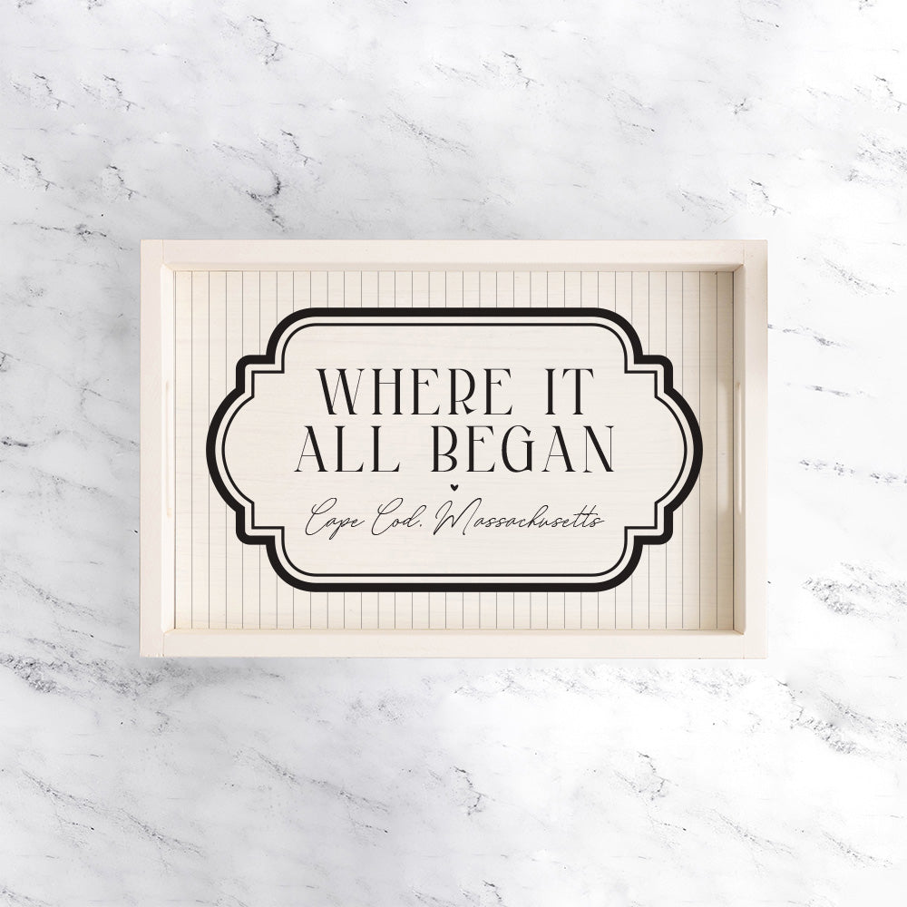 Where it All Began Striped Personalized Serving Tray