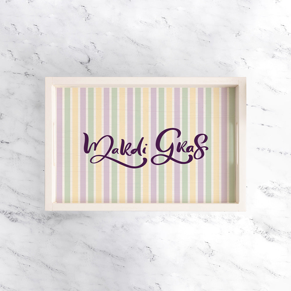Mardi Gras Striped Serving Tray
