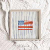 Watercolor American Flag Rustic Marlin Wooden Serving Tray