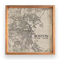 Boston Neutral City Map Wooden Serving Tray
