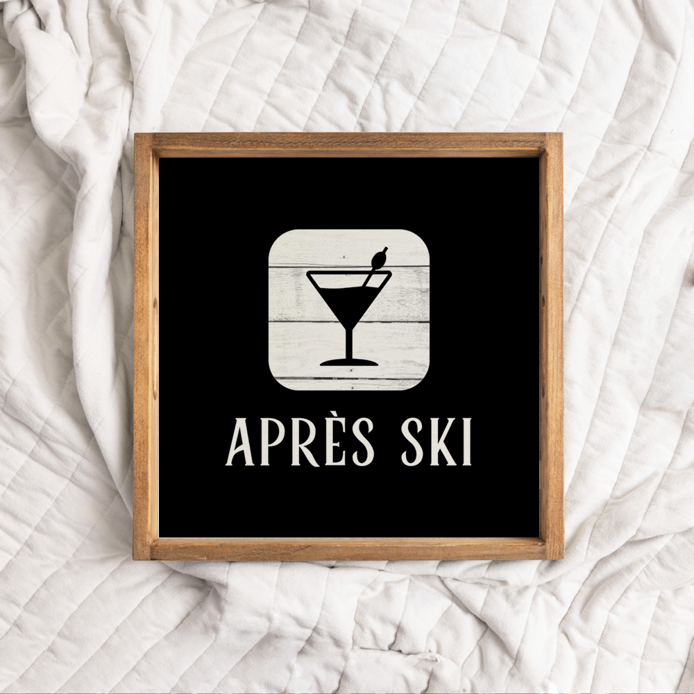 Black and White Apres Ski Martini Serving Tray