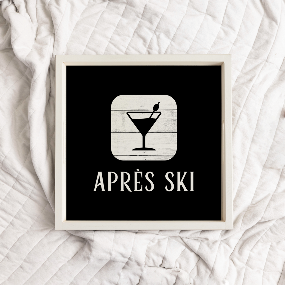 Black and White Apres Ski Martini Serving Tray