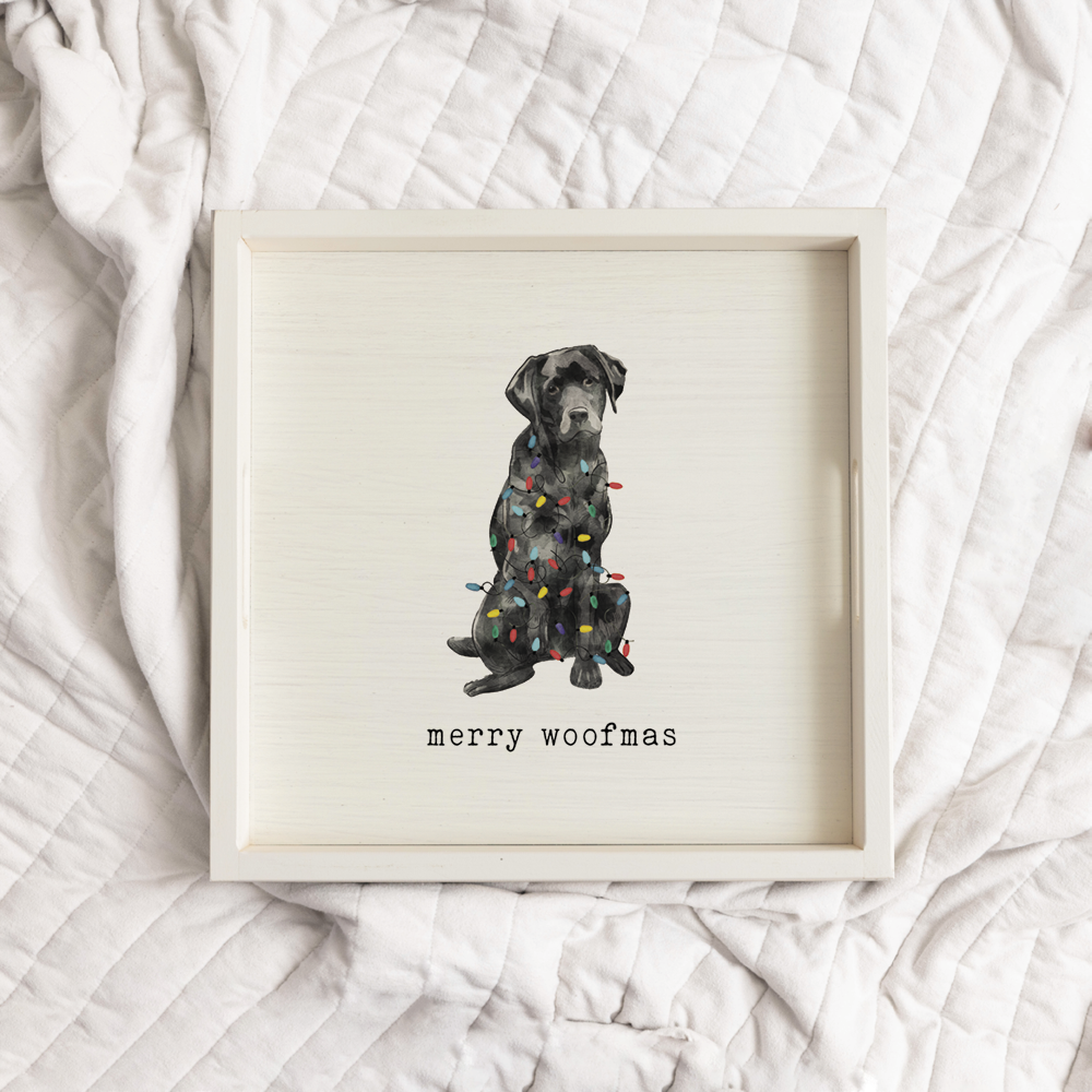 Merry Woofmas Black Lab Serving Tray