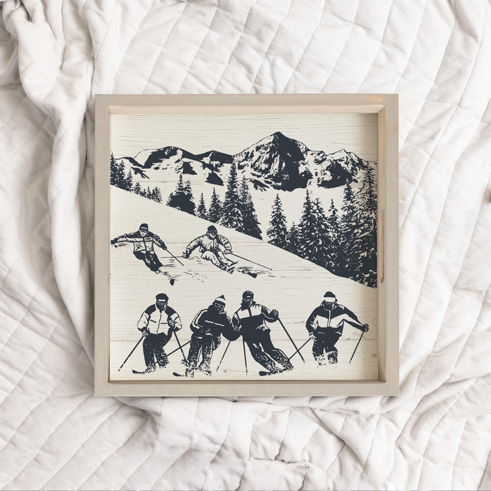 Retro Ski Run Serving Tray