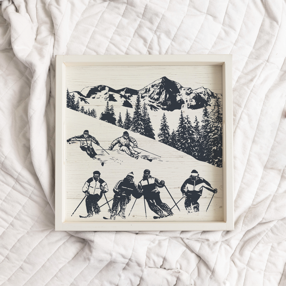 Retro Ski Run Serving Tray