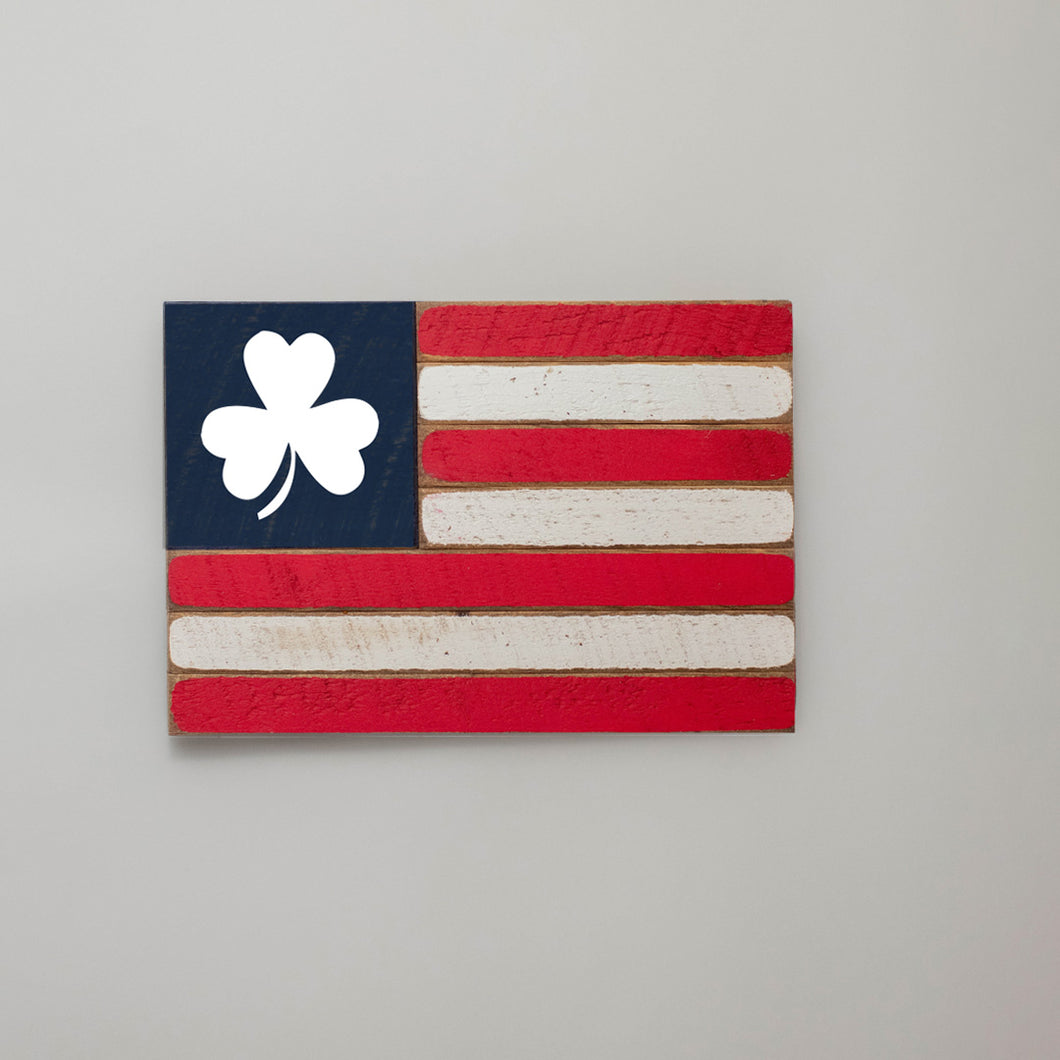 Shamrock Wooden American Flag
