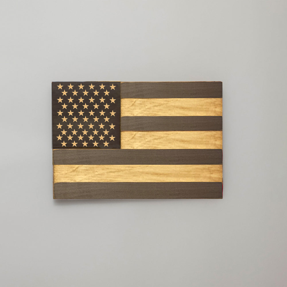 Natural Classic Wooden American Flag