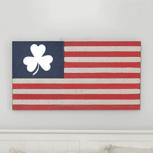 Load image into Gallery viewer, Shamrock Wooden American Flag
