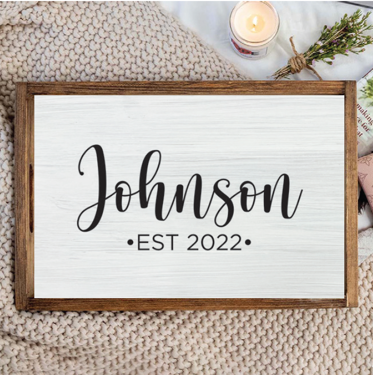 Personalized Last Name Tray - Monogrammed Gifts for Couple - Custom Name Wood Tray - Personalized Family Name Sign outlet - Bridal Shower Gift