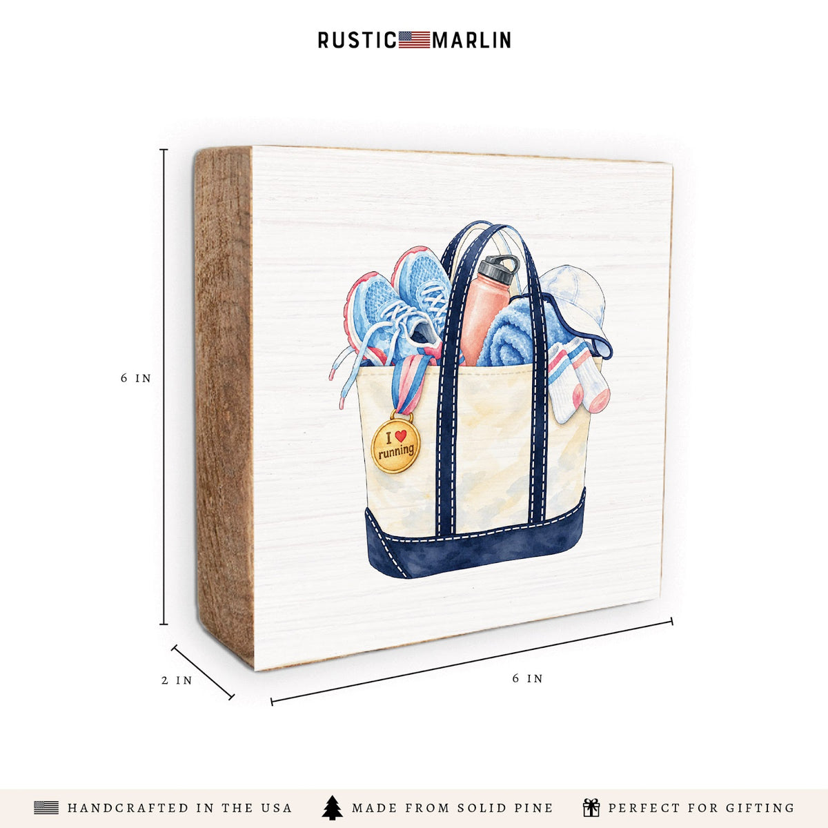 Running Boat Tote Block Sign