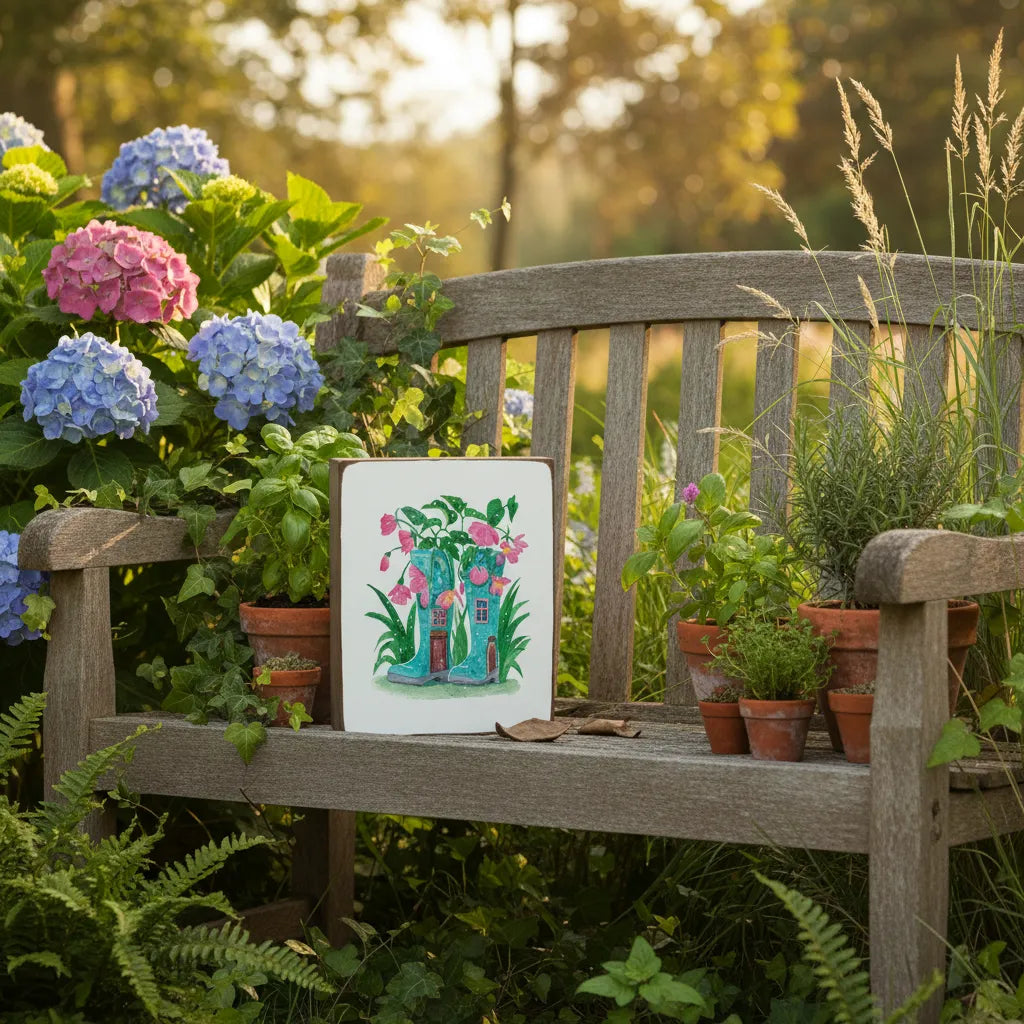 Floral Wellies Block Sign