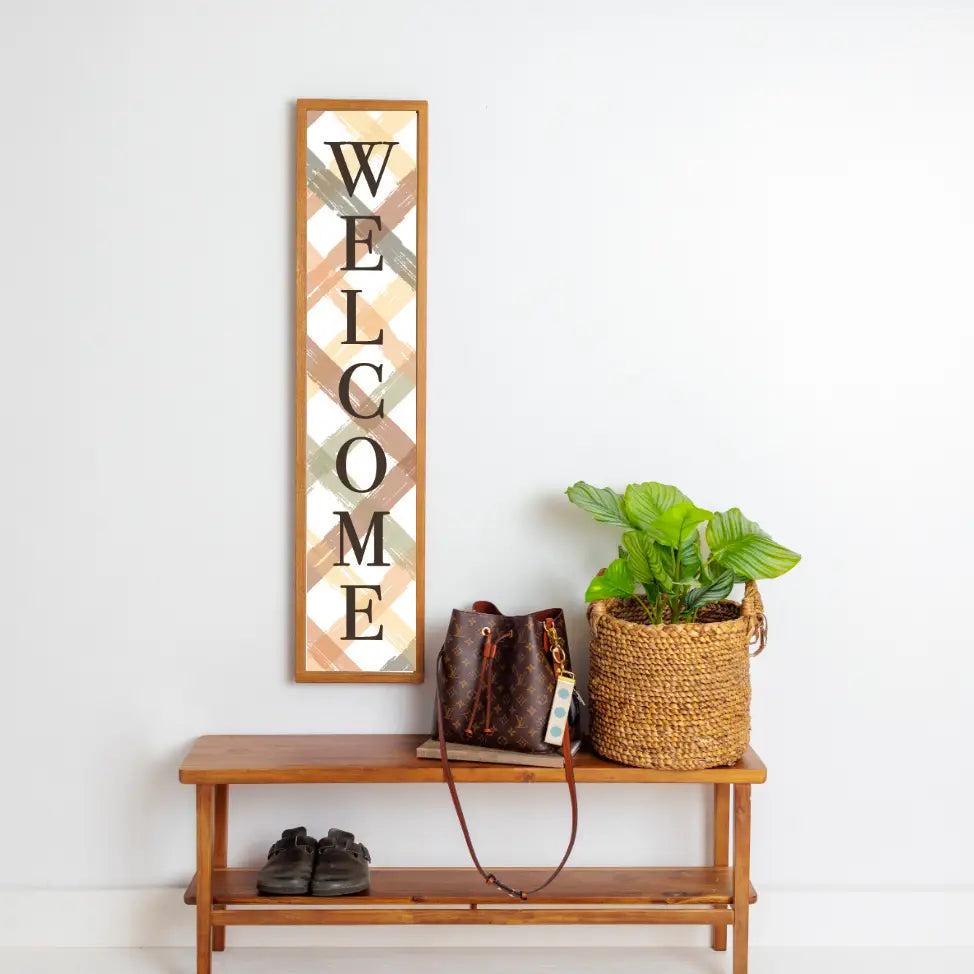 Welcome Fall Lattice  Framed Barn Wood Sign