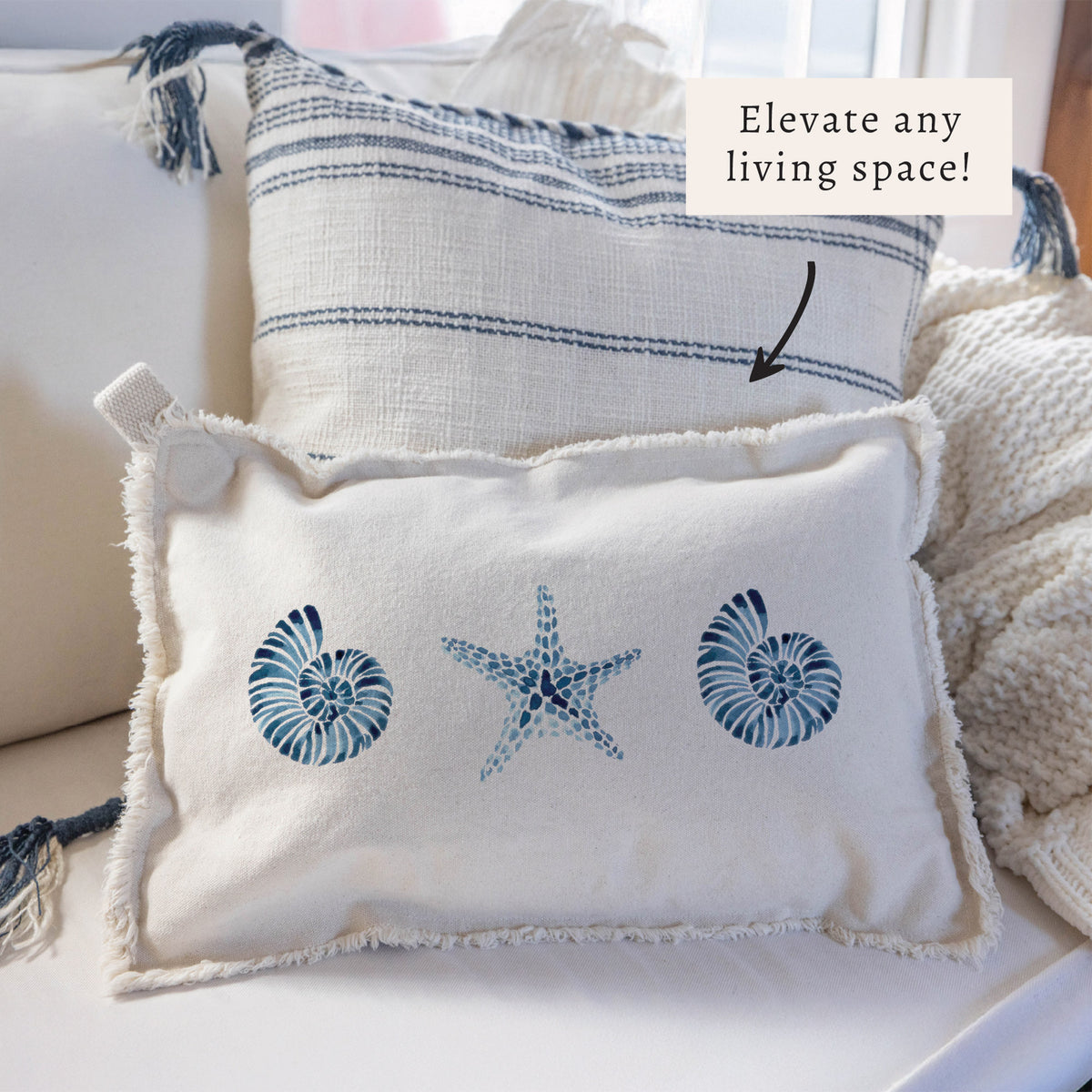 Blue Shell Starfish Pillow