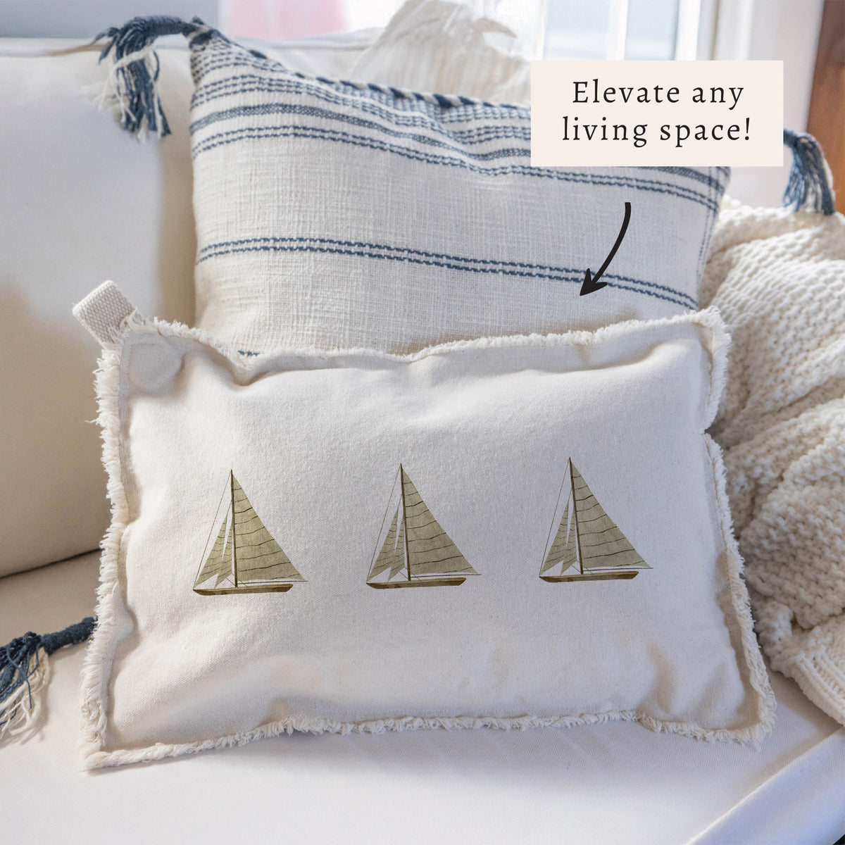 Striped Sailboats Pillow