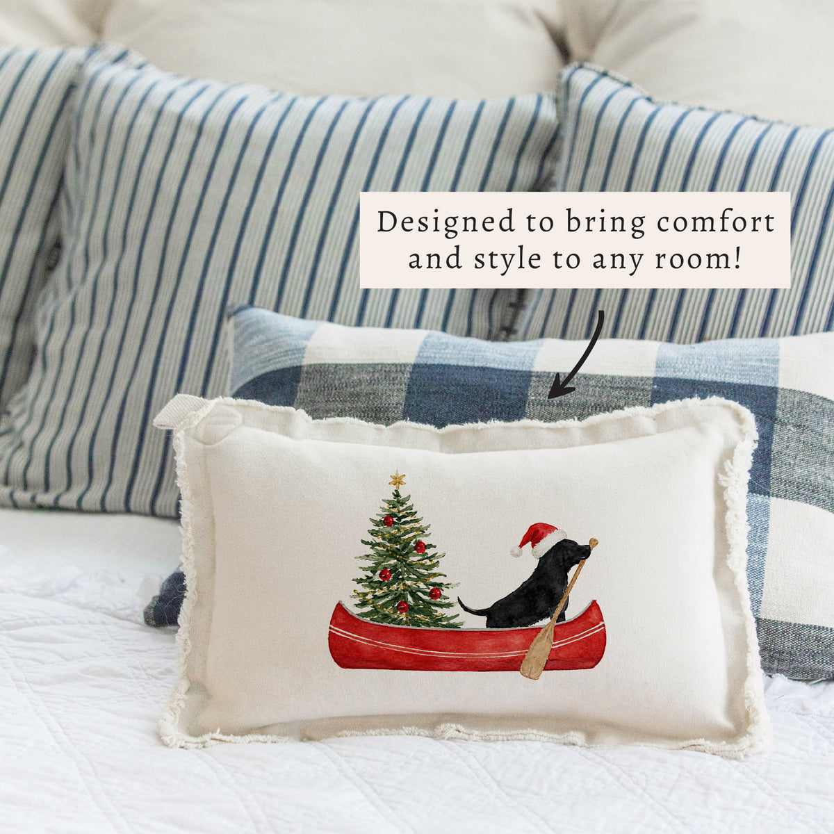 Christmas Dog Canoe Pillow