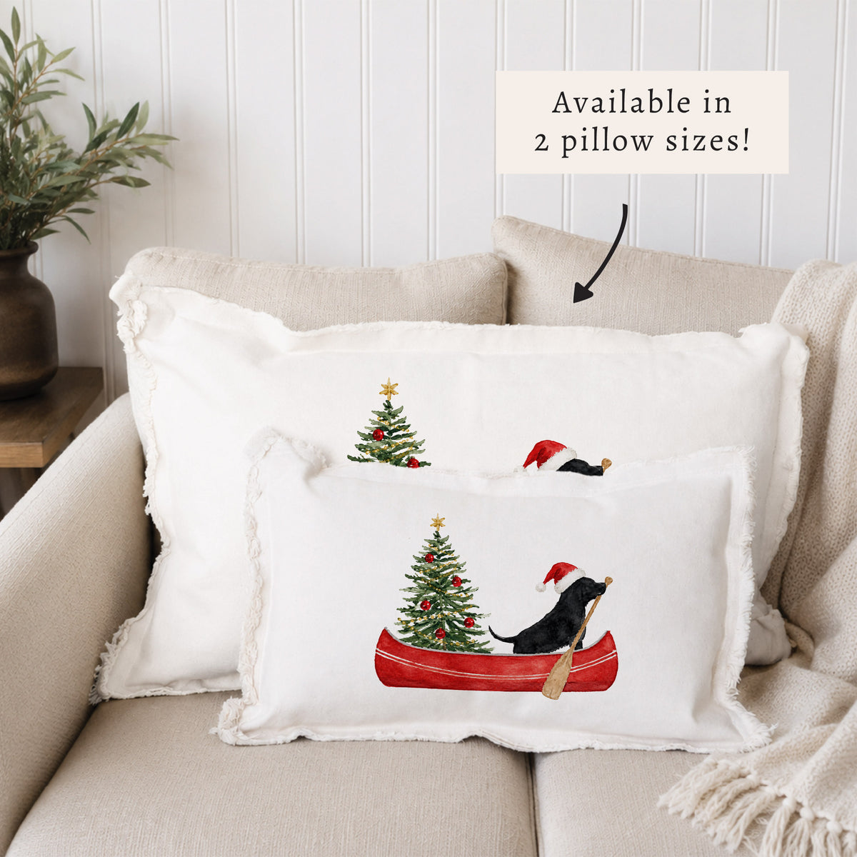 Christmas Dog Canoe Pillow