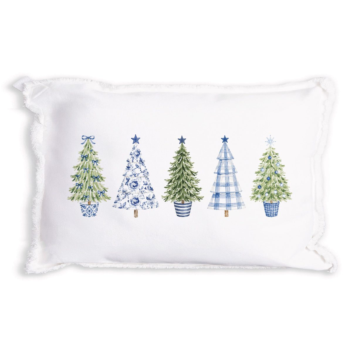 Coastal Cottage Christmas Trees Pillow