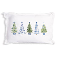 Coastal Cottage Christmas Trees Pillow