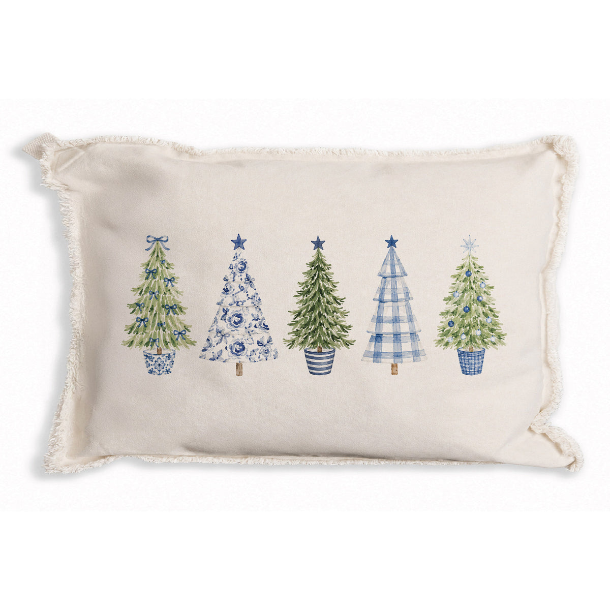 Coastal Cottage Christmas Trees Pillow