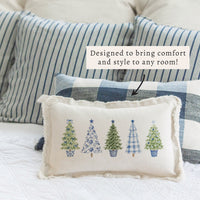 Coastal Cottage Christmas Trees Pillow