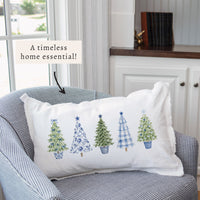 Coastal Cottage Christmas Trees Pillow